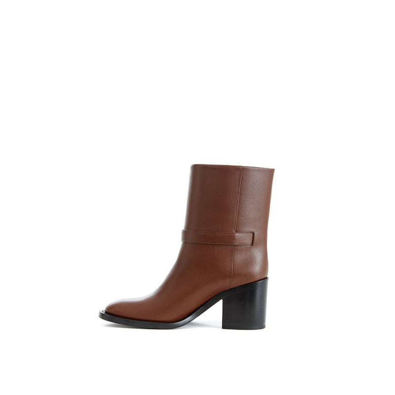 Burberry Brown Leather Ankle Boot with Buckle - Elegant Comfort