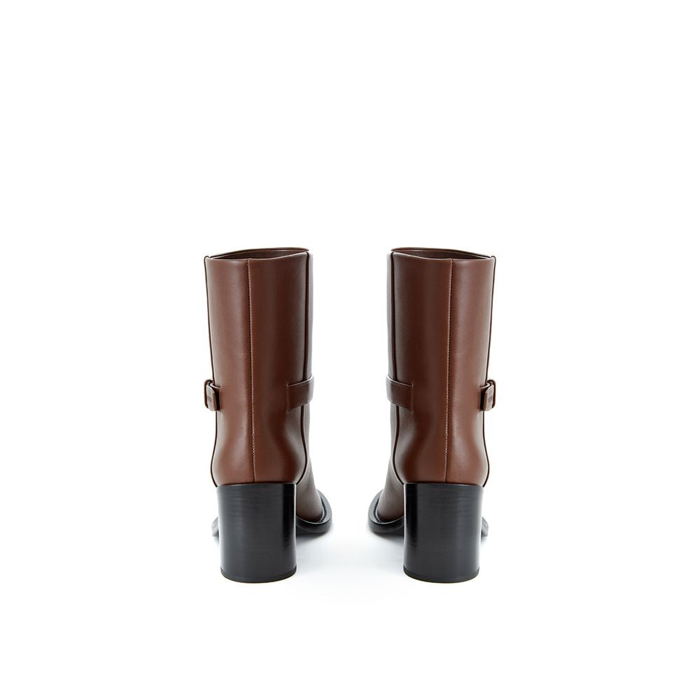 Burberry Brown Leather Ankle Boot with Buckle - Elegant Comfort