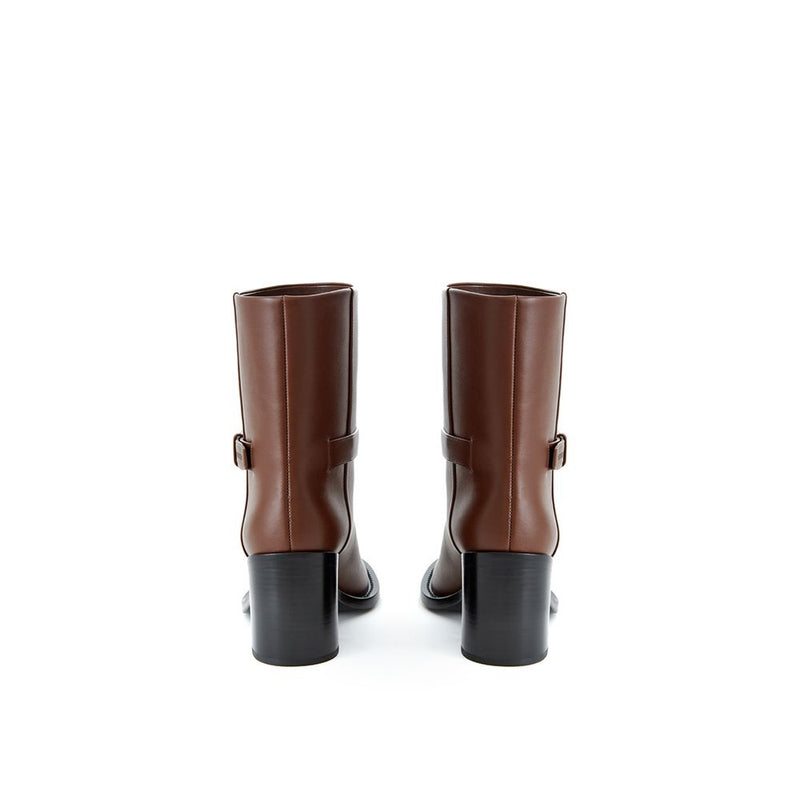 Burberry Brown Leather Ankle Boot with Buckle - Elegant Comfort