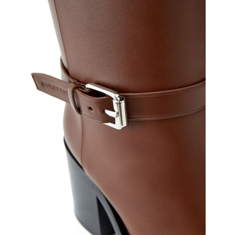 Burberry Brown Leather Ankle Boot with Buckle - Elegant Comfort
