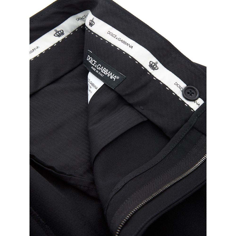 Pantalon noir élégant en polyester pour homme de Dolce &amp; Gabbana