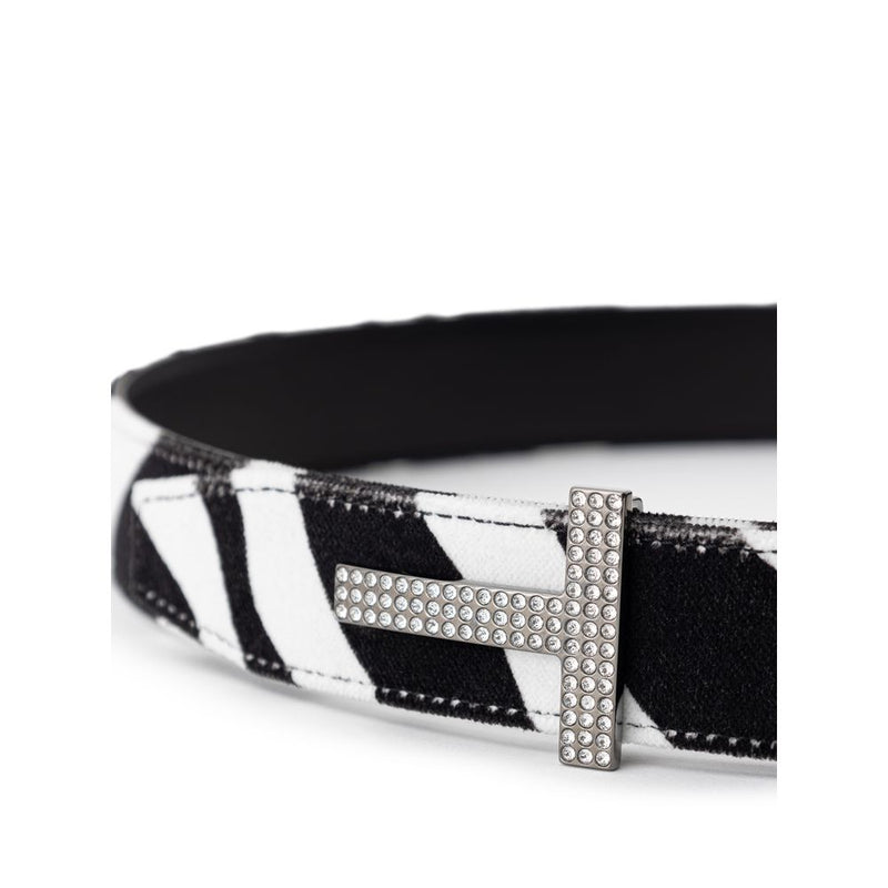 Tom Ford Black And White Leather Belt - Elegant Accessory