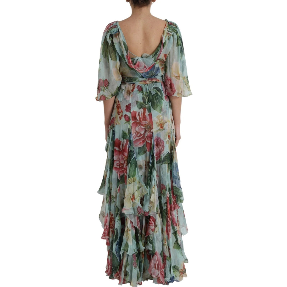 Robe Maxi Longue à Imprimé Floral Bleu Dolce & Gabbana