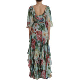 Robe Maxi Longue à Imprimé Floral Bleu Dolce & Gabbana