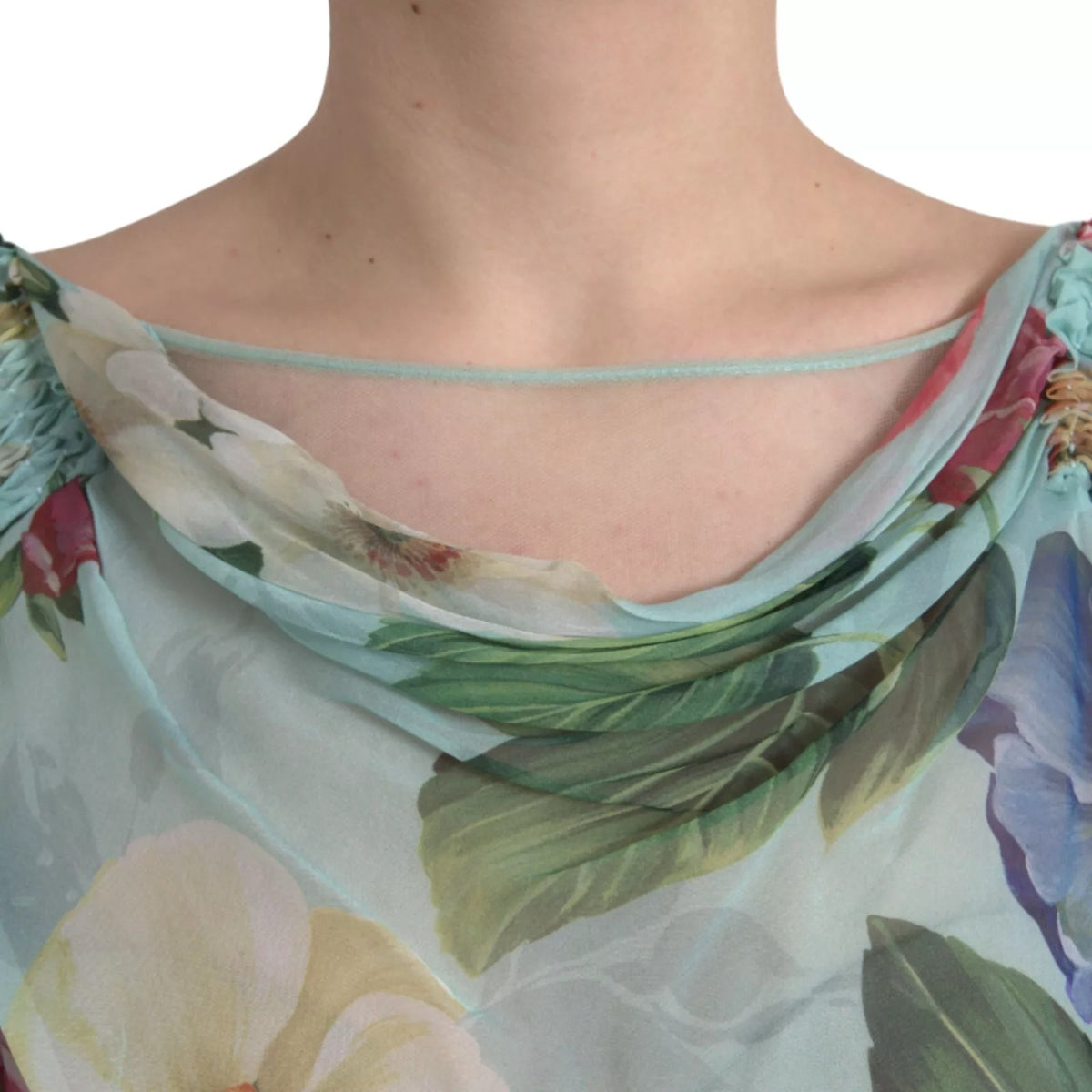 Robe Maxi Longue à Imprimé Floral Bleu Dolce & Gabbana