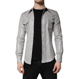 Chemise en coton à boutons, gris métallisé, Dolce &amp; Gabbana