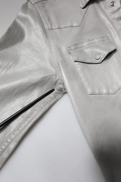 Dolce & Gabbana Metallic Gray Cotton Button Down Shirt