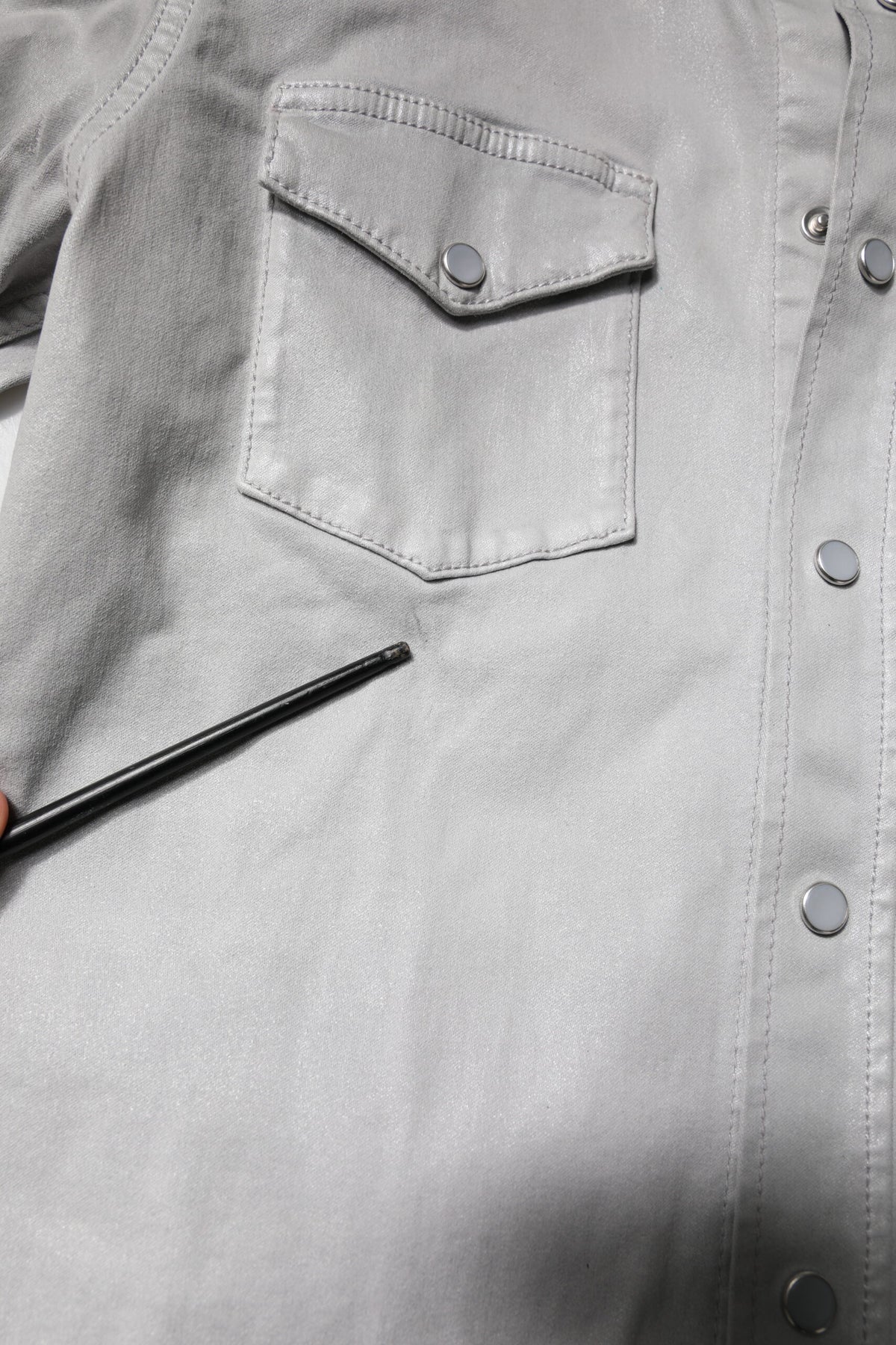 Chemise en coton à boutons, gris métallisé, Dolce &amp; Gabbana