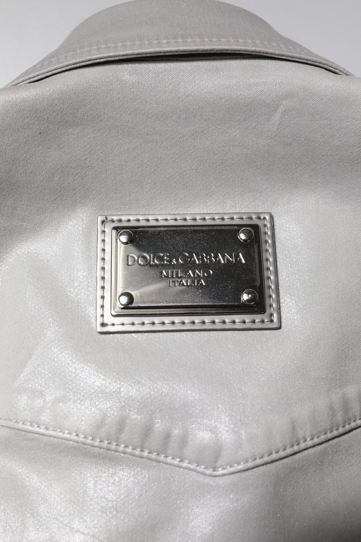Chemise en coton à boutons, gris métallisé, Dolce &amp; Gabbana