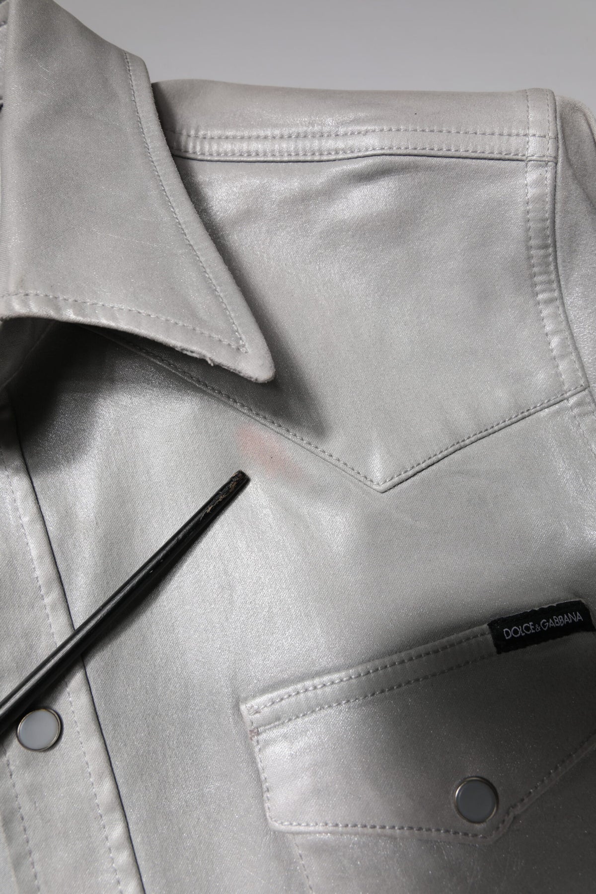Chemise en coton à boutons, gris métallisé, Dolce &amp; Gabbana