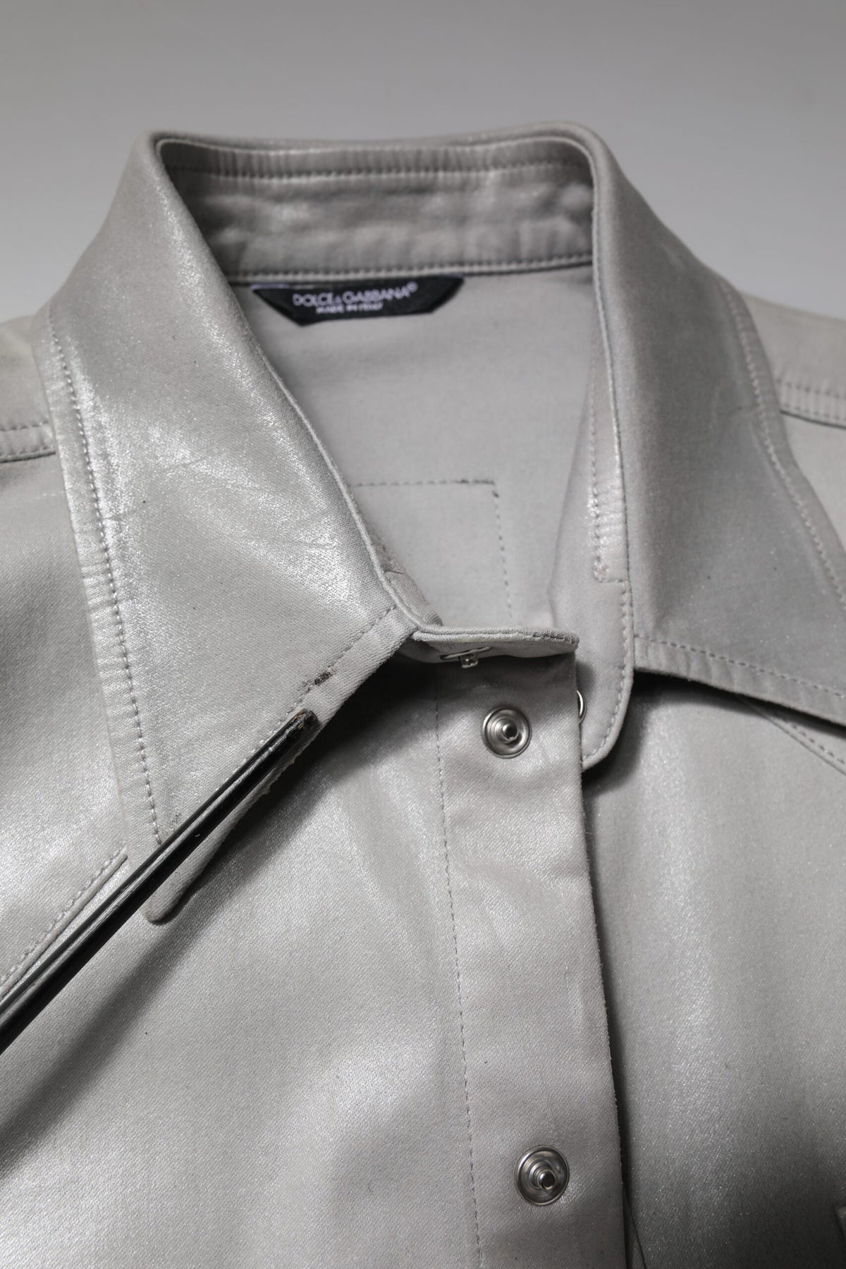 Chemise en coton à boutons, gris métallisé, Dolce &amp; Gabbana