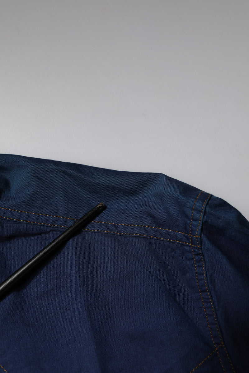 Dolce &amp; Gabbana donkerblauwe katoenen, gouden, formele overhemdjurk