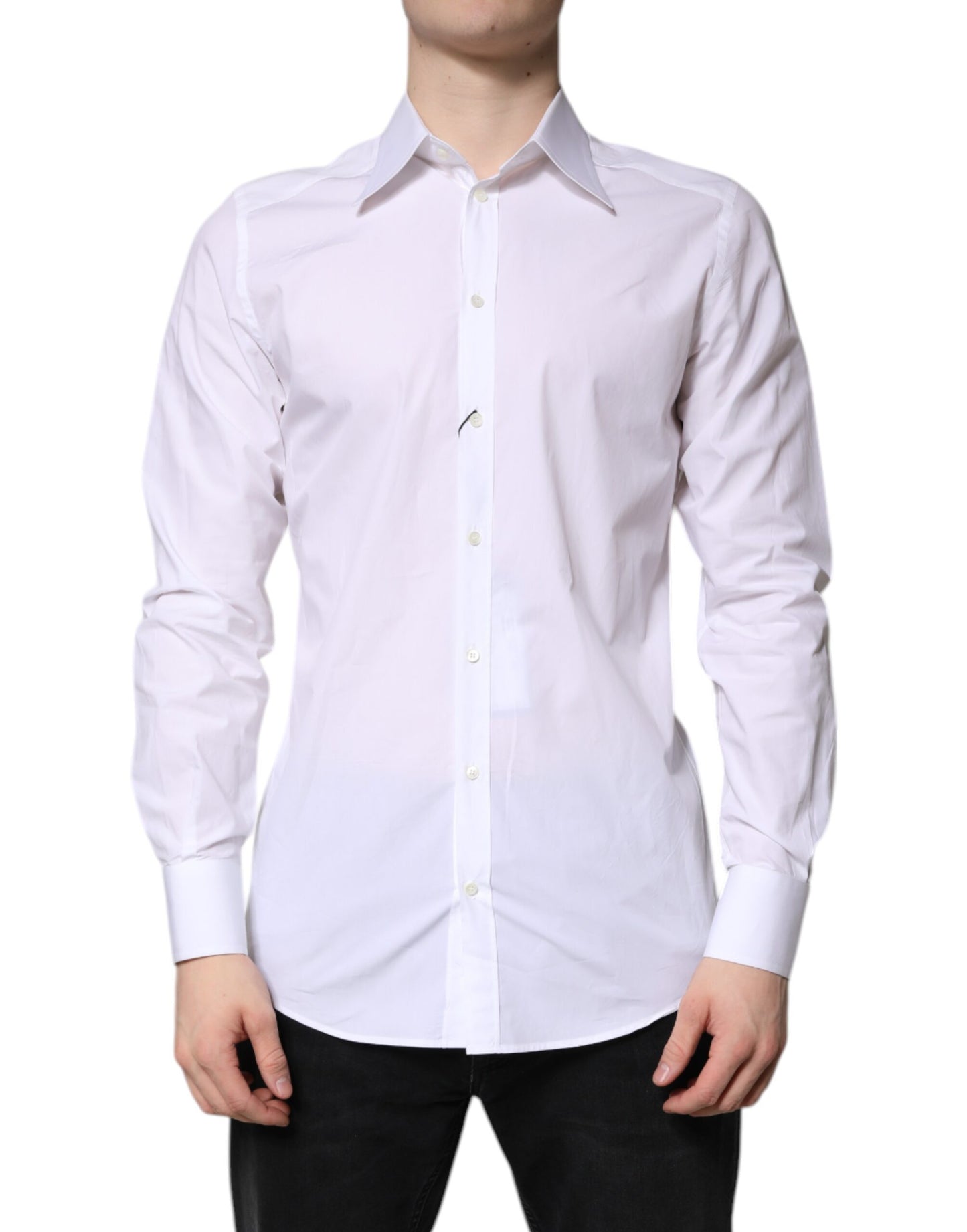 Chemise habillée blanche en coton doré Dolce &amp; Gabbana