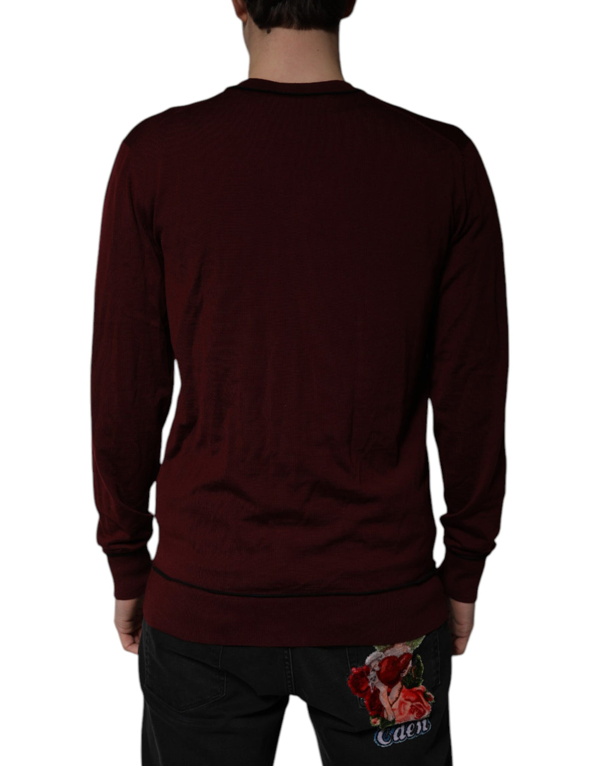 Pull en cachemire à col en V pour homme, couleur bordeaux, Dolce &amp; Gabbana