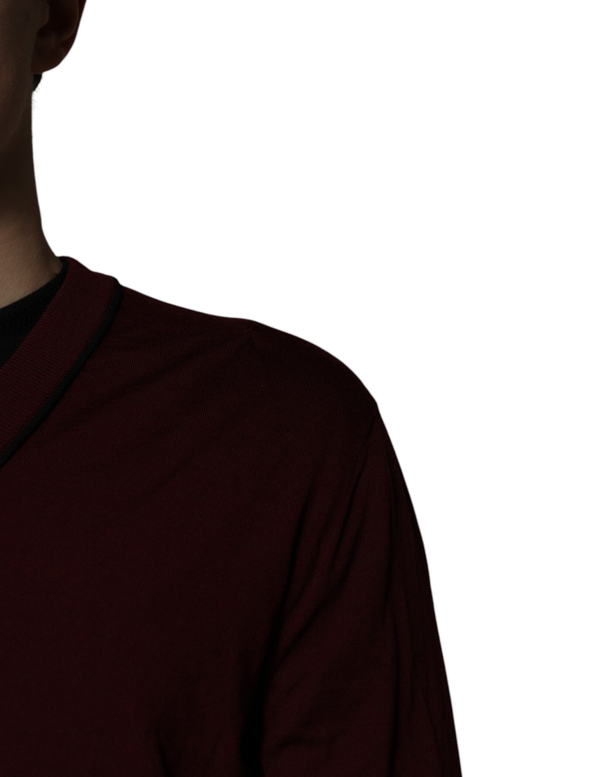 Pull en cachemire à col en V pour homme, couleur bordeaux, Dolce &amp; Gabbana