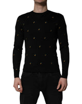 Pull en jersey noir à col rond avec motif ananas de Dolce &amp; Gabbana