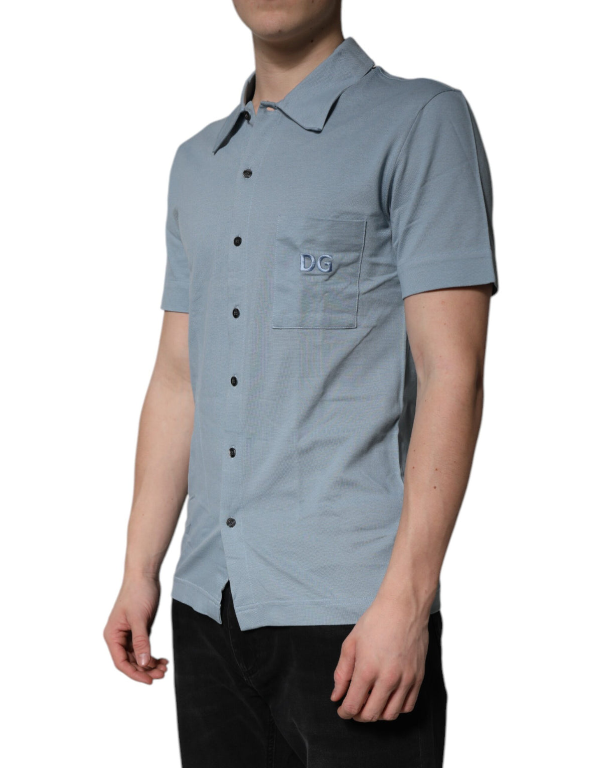 Polo homme décontracté en coton bleu à boutons Dolce &amp; Gabbana