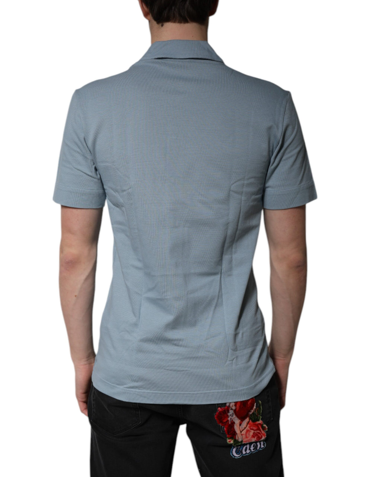 Polo homme décontracté en coton bleu à boutons Dolce &amp; Gabbana