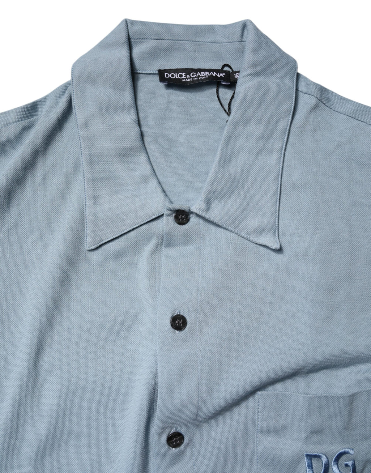 Polo homme décontracté en coton bleu à boutons Dolce &amp; Gabbana