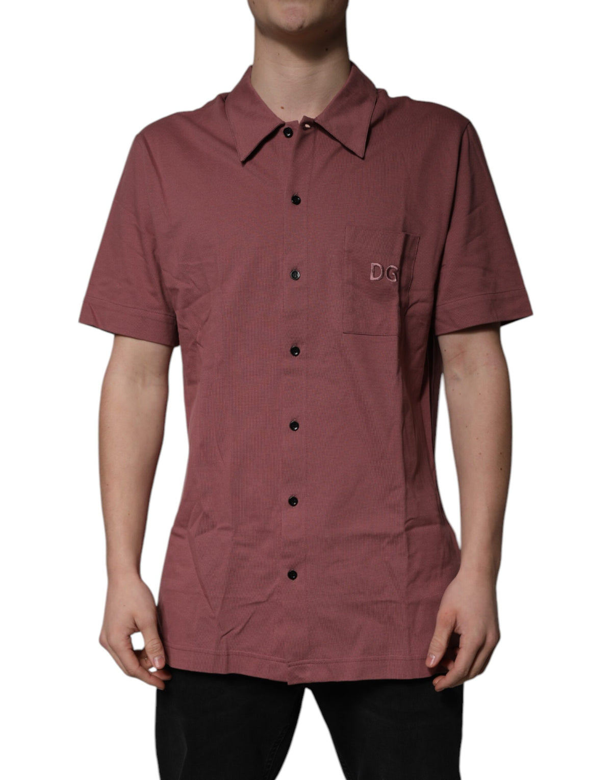 Chemise polo casual à boutons pour homme, rose foncé, Dolce &amp; Gabbana
