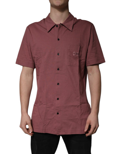 Dolce & Gabbana Dark Pink Button Down Casual Polo Men Shirt