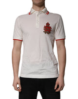 Polo homme en coton blanc à col et logo Dolce &amp; Gabbana