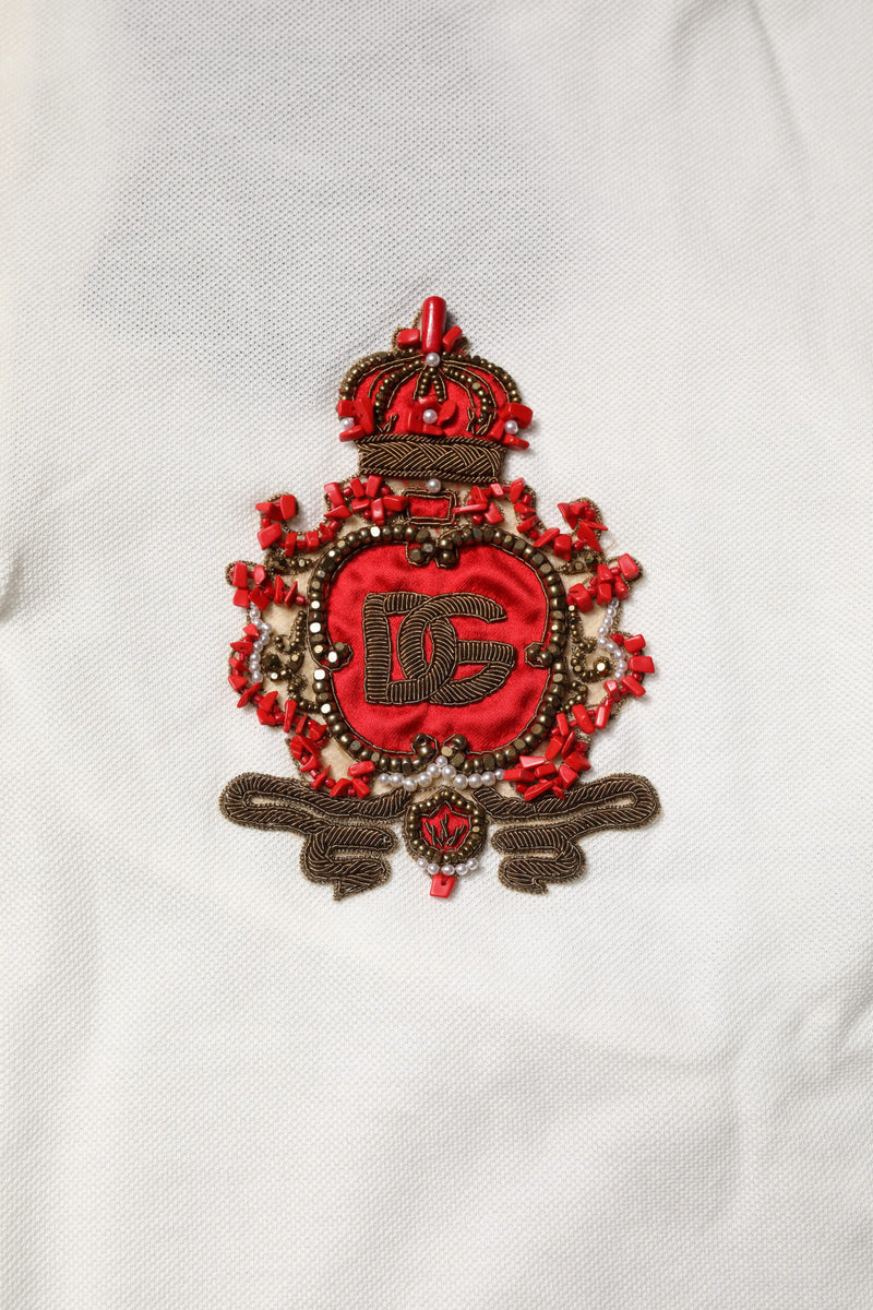 Dolce & Gabbana White Cotton Logo Collared Polo Men T-shirt