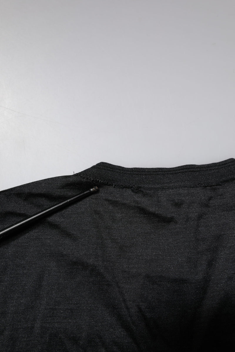 Dolce &amp; Gabbana T-shirt van donkergrijze zijde met V-hals en korte mouwen