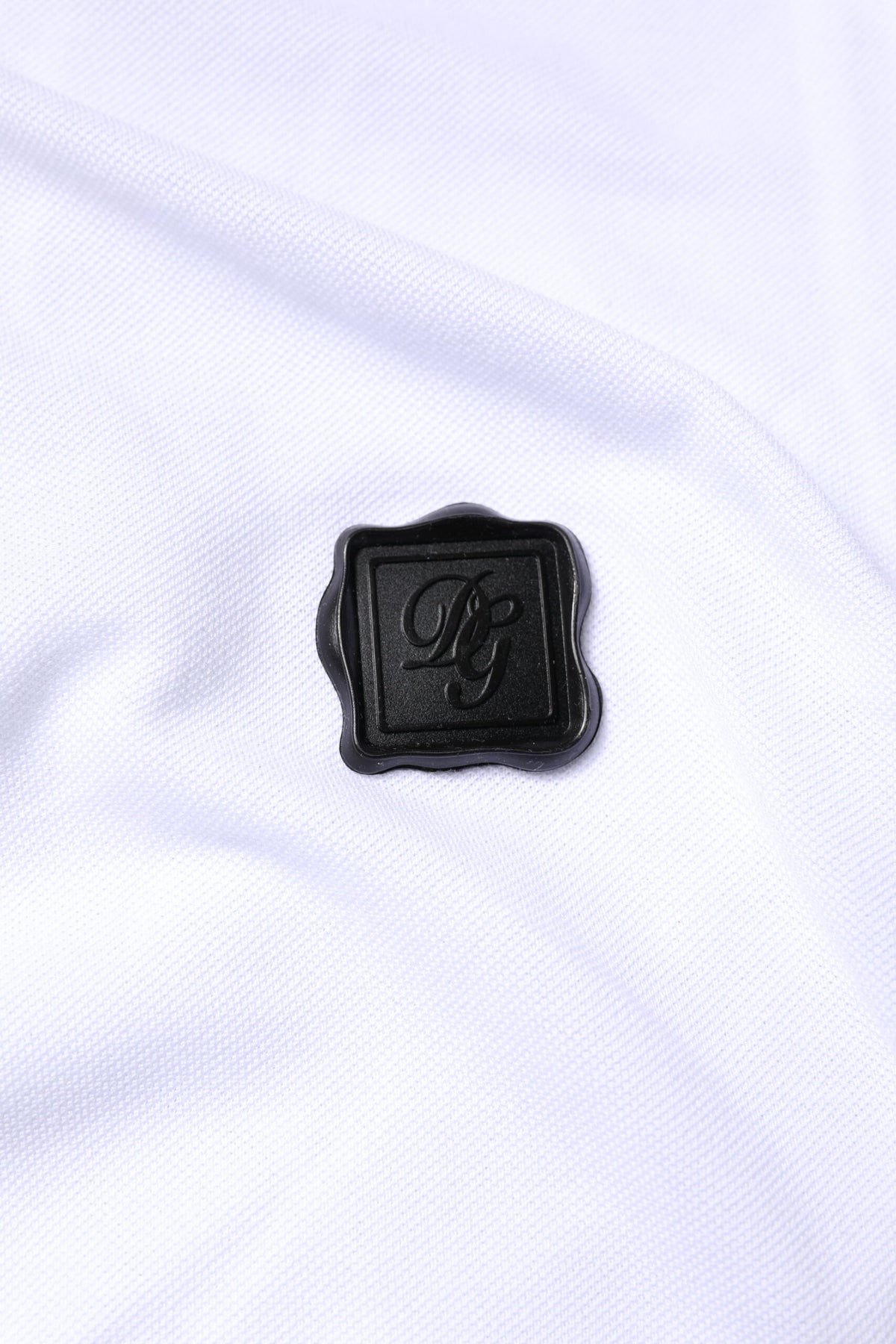 Polo à col boutonné en coton blanc avec logo Dolce &amp; Gabbana