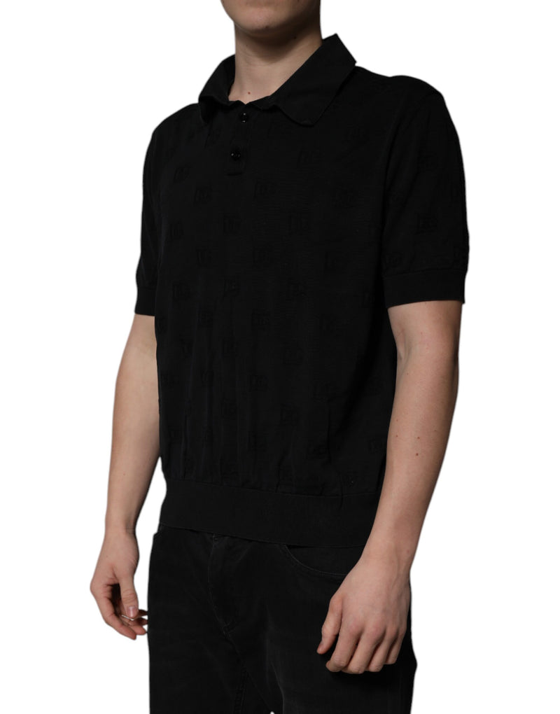 Dolce & Gabbana Black Silk Collared Polo T-shirt