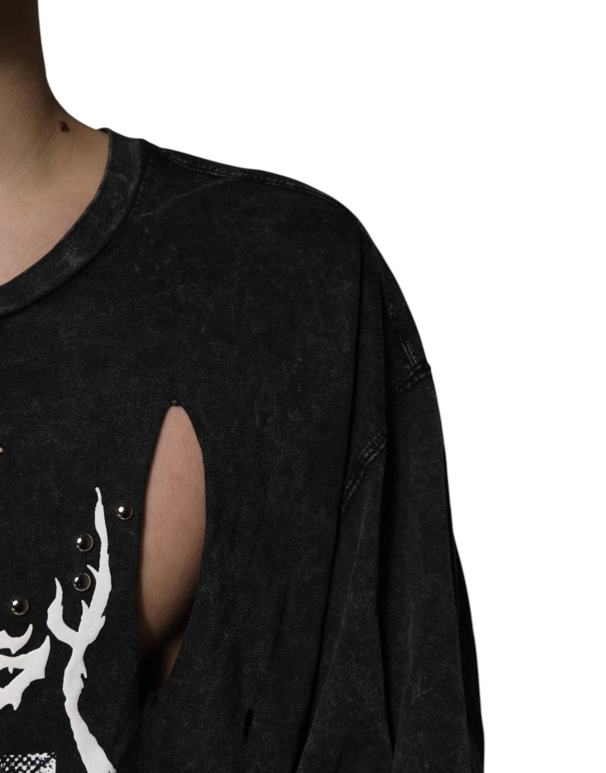 T-shirt en coton à col rond noir avec imprimé graphique de Dolce &amp; Gabbana