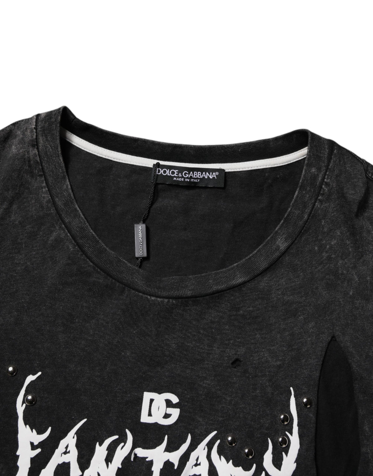 T-shirt en coton à col rond noir avec imprimé graphique de Dolce &amp; Gabbana