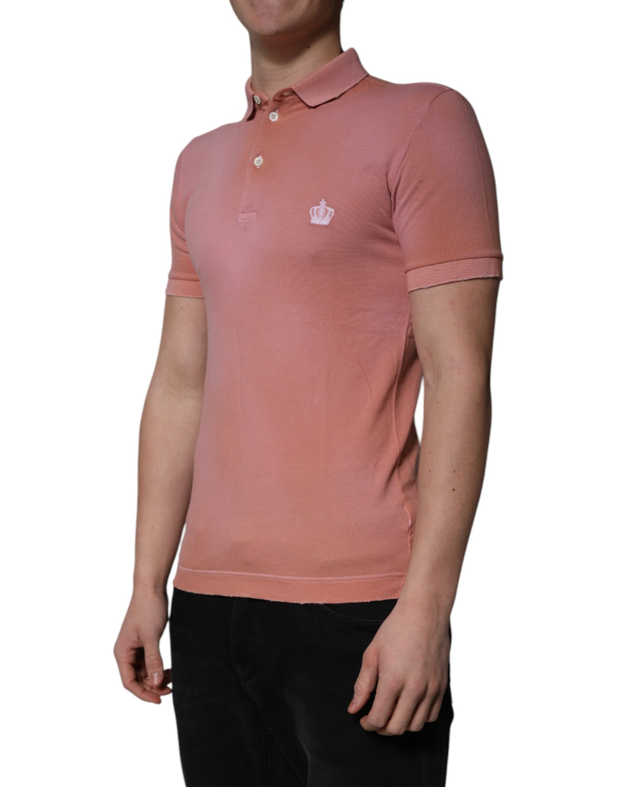 Polo en coton rose à col couronne de Dolce &amp; Gabbana