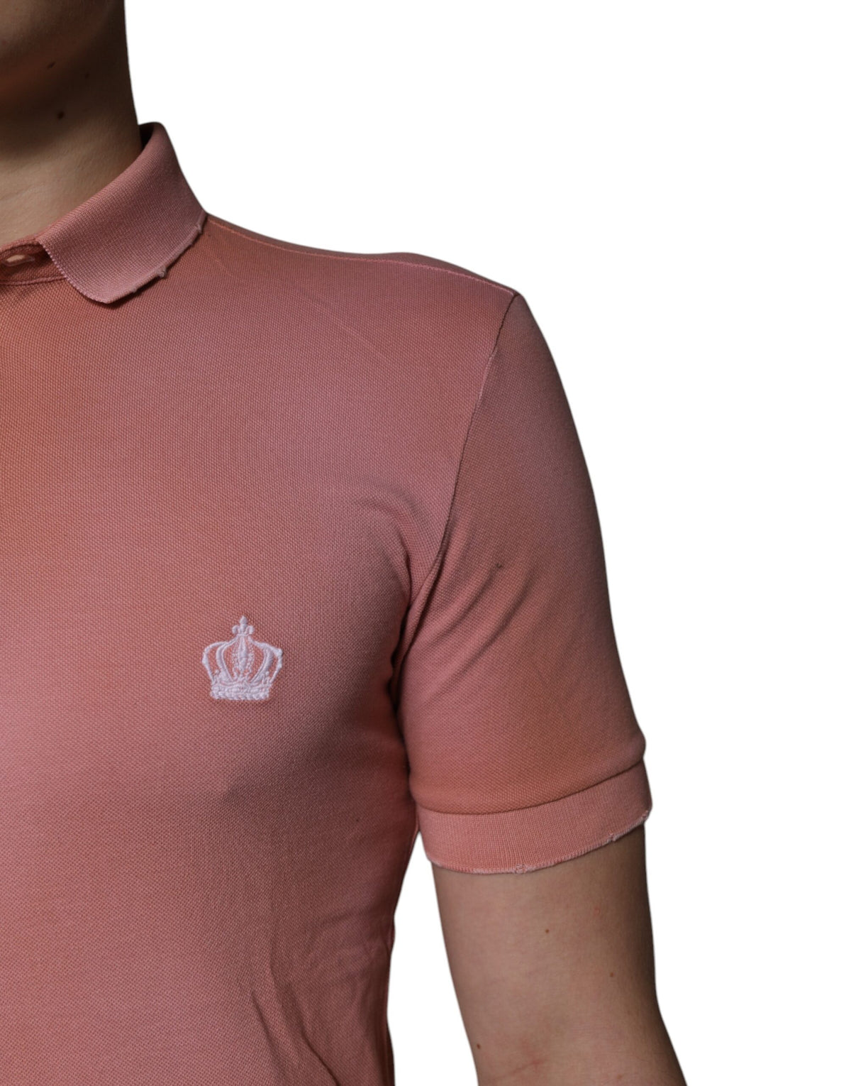 Polo en coton rose à col couronne de Dolce &amp; Gabbana
