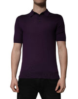 T-shirt polo à col en cachemire violet de Dolce &amp; Gabbana