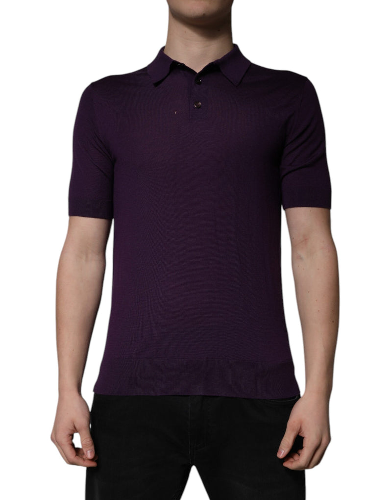 T-shirt polo à col en cachemire violet de Dolce &amp; Gabbana