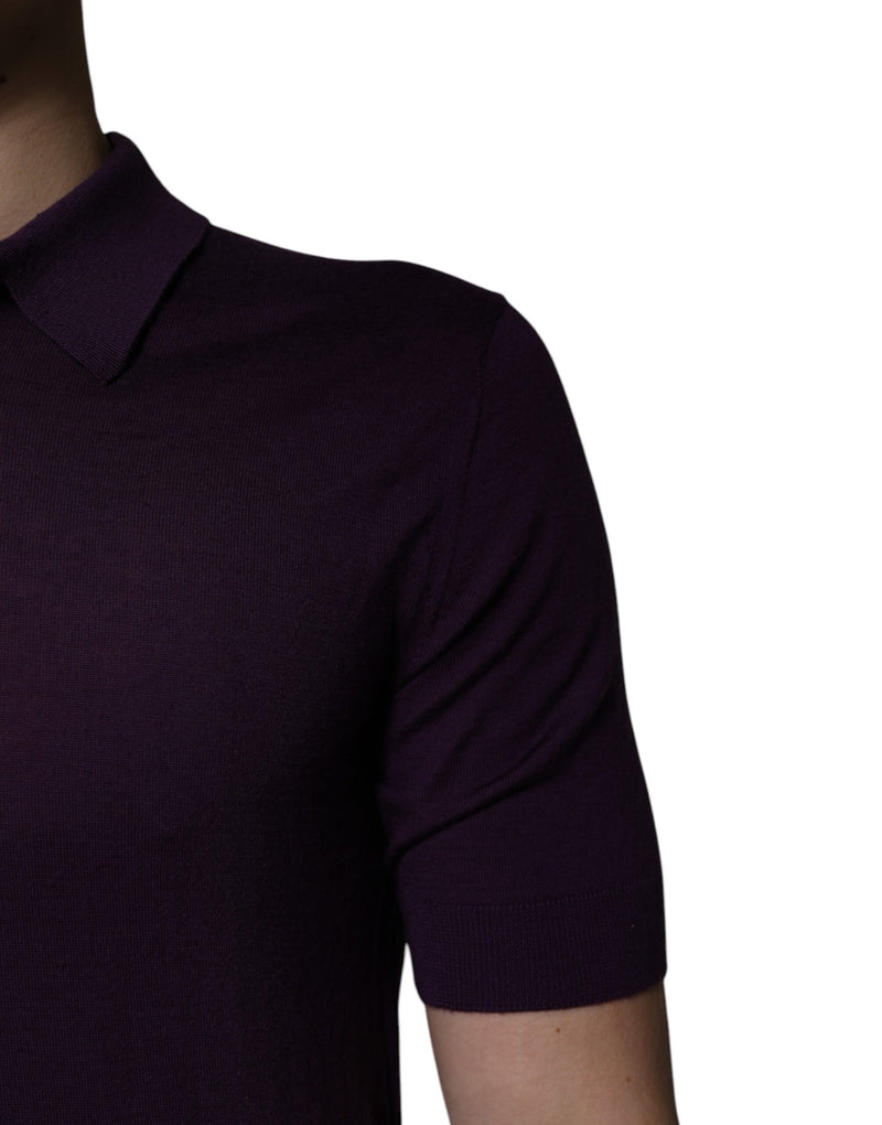 T-shirt polo à col en cachemire violet de Dolce &amp; Gabbana