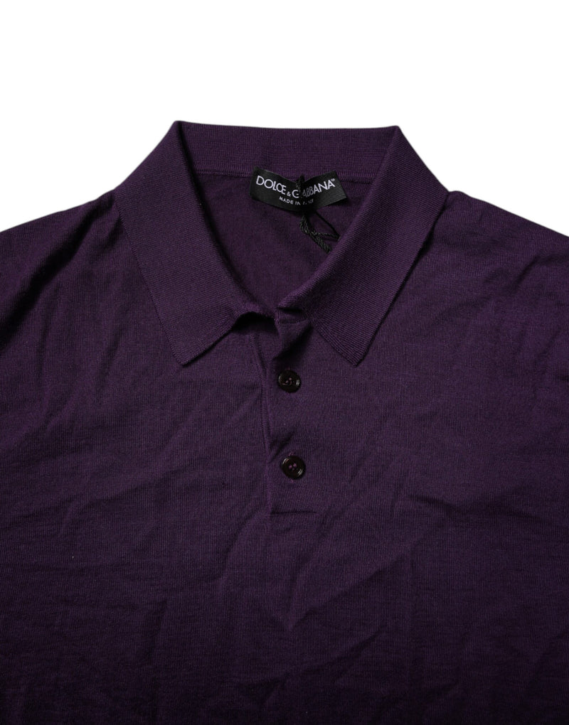 T-shirt polo à col en cachemire violet de Dolce &amp; Gabbana