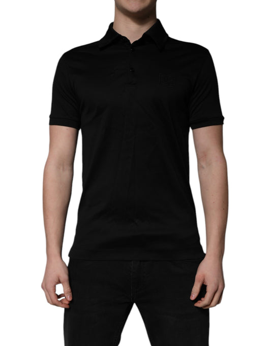 Dolce & Gabbana zwart katoenen poloshirt met kraag