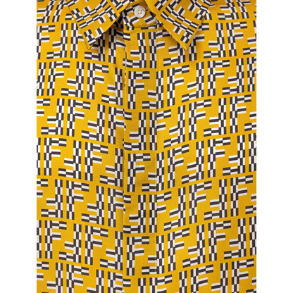 Fendi, chemisier jaune en soie à manches courtes