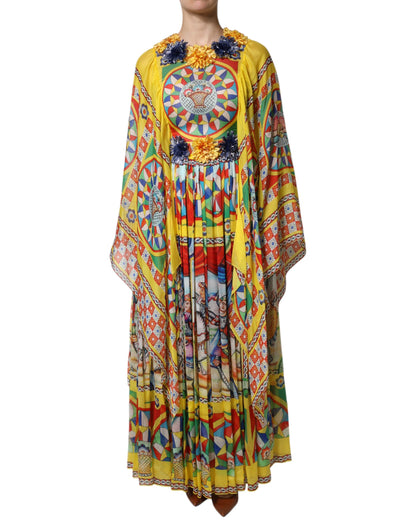 Robe caftan en twill Dolce & Gabbana multicolore à imprimé Carretto