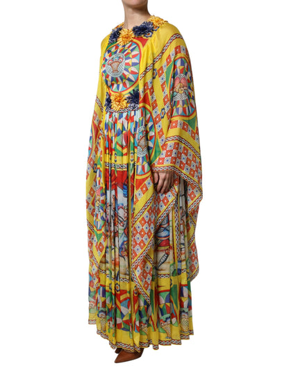 Robe caftan en twill Dolce & Gabbana multicolore à imprimé Carretto