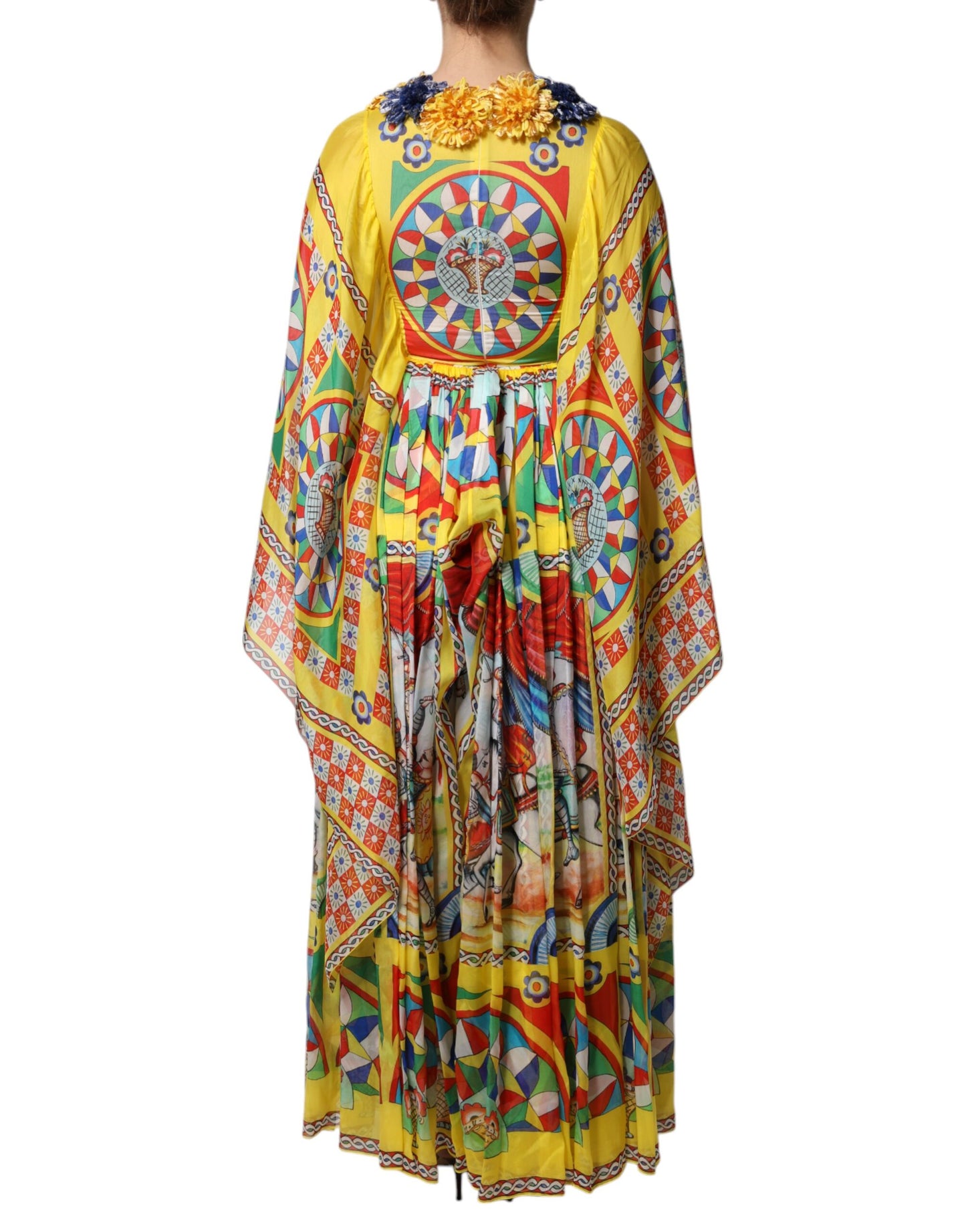 Robe caftan en twill Dolce & Gabbana multicolore à imprimé Carretto