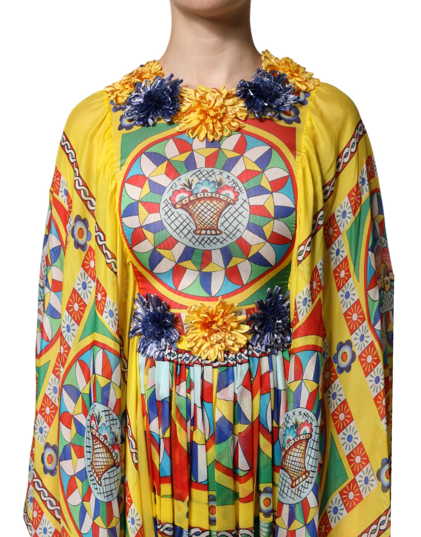 Robe caftan en twill Dolce & Gabbana multicolore à imprimé Carretto
