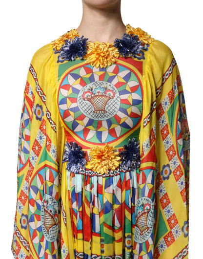 Robe caftan en twill Dolce & Gabbana multicolore à imprimé Carretto