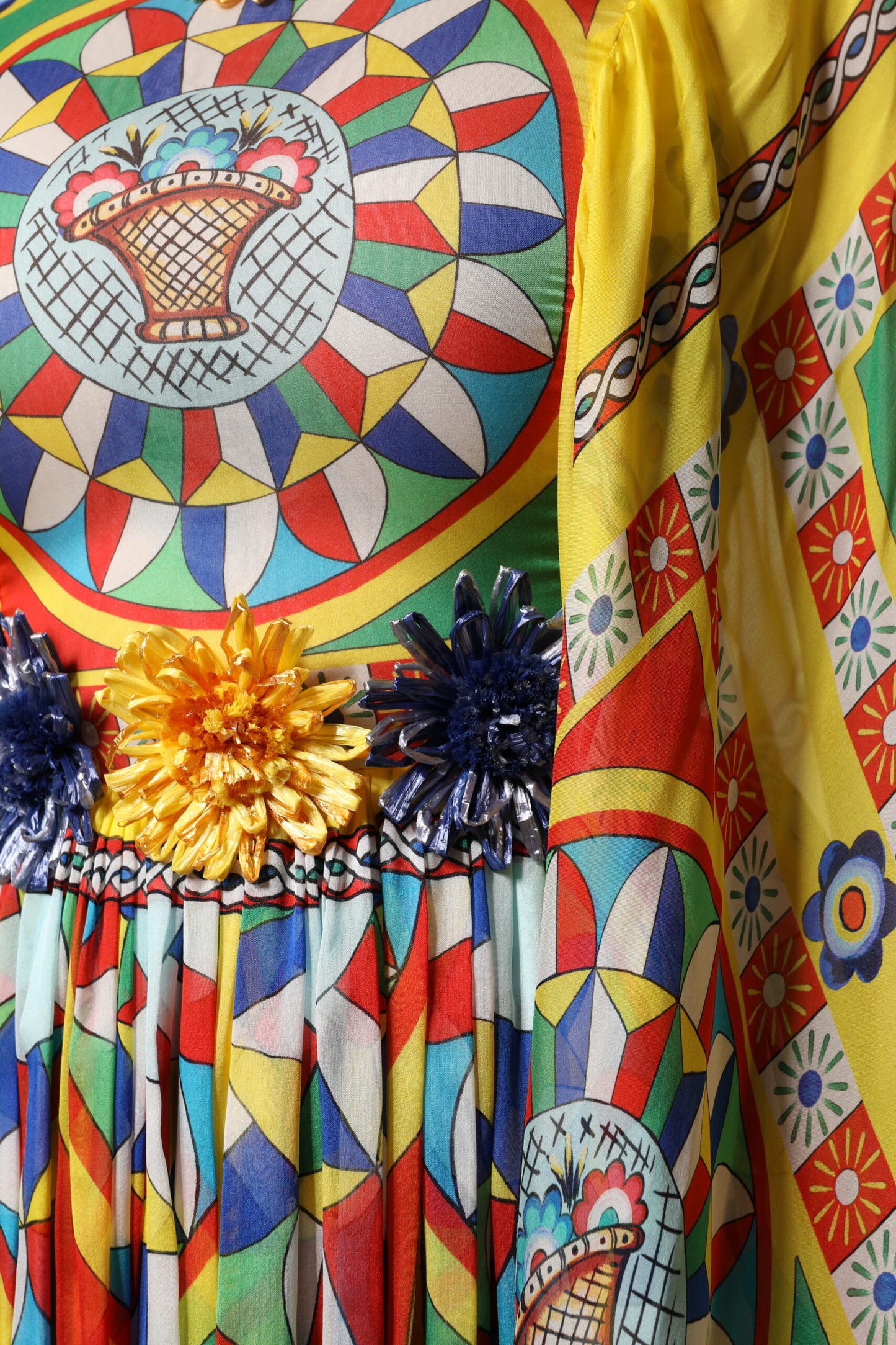 Robe caftan en twill Dolce & Gabbana multicolore à imprimé Carretto