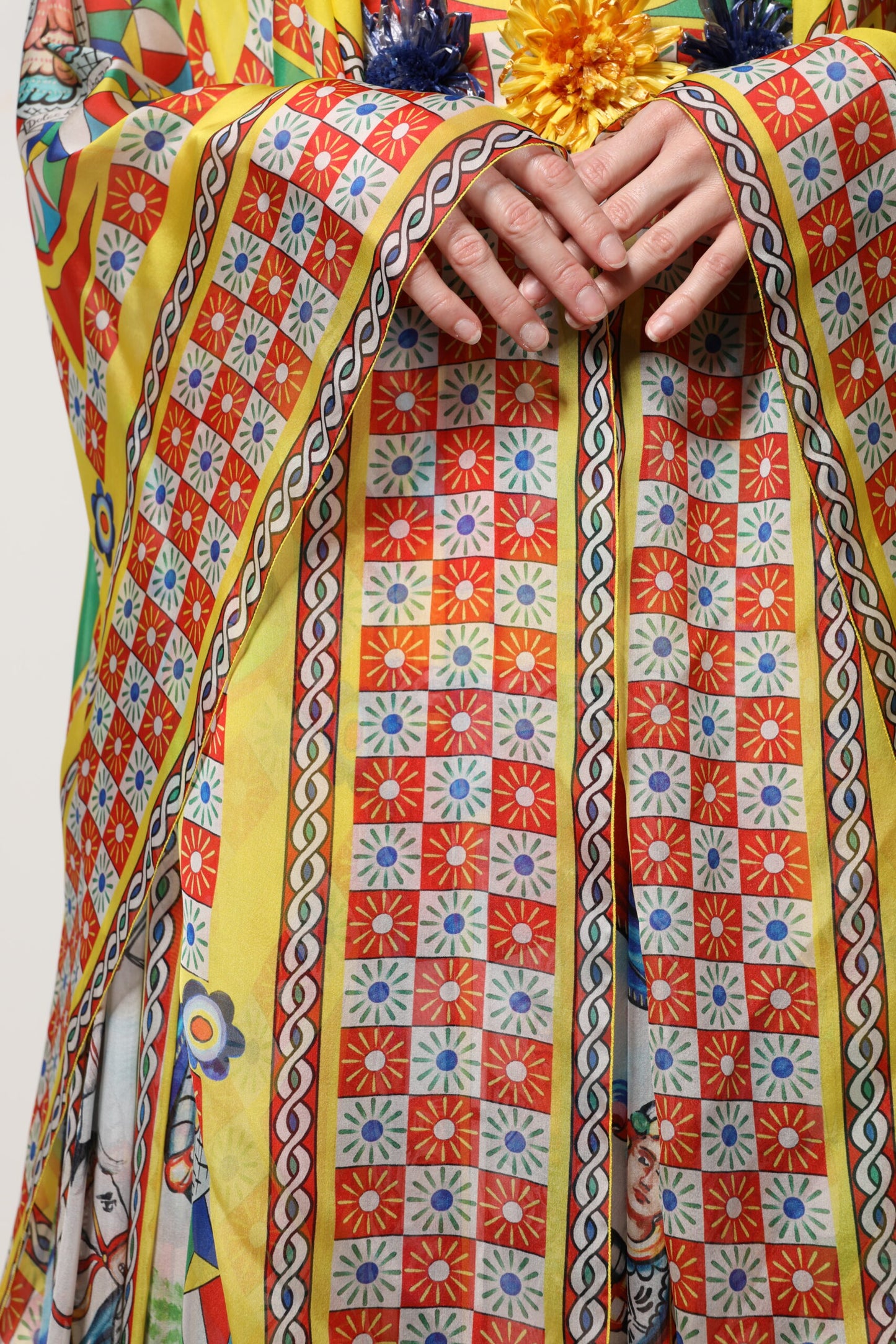 Robe caftan en twill Dolce & Gabbana multicolore à imprimé Carretto