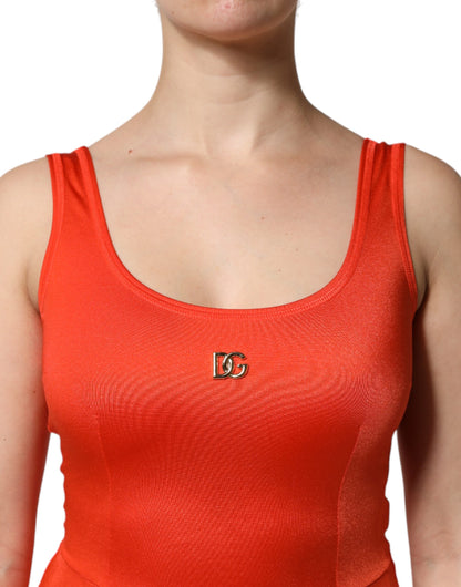 Dolce & Gabbana oranje, mouwloze, aansluitende jumpsuitjurk