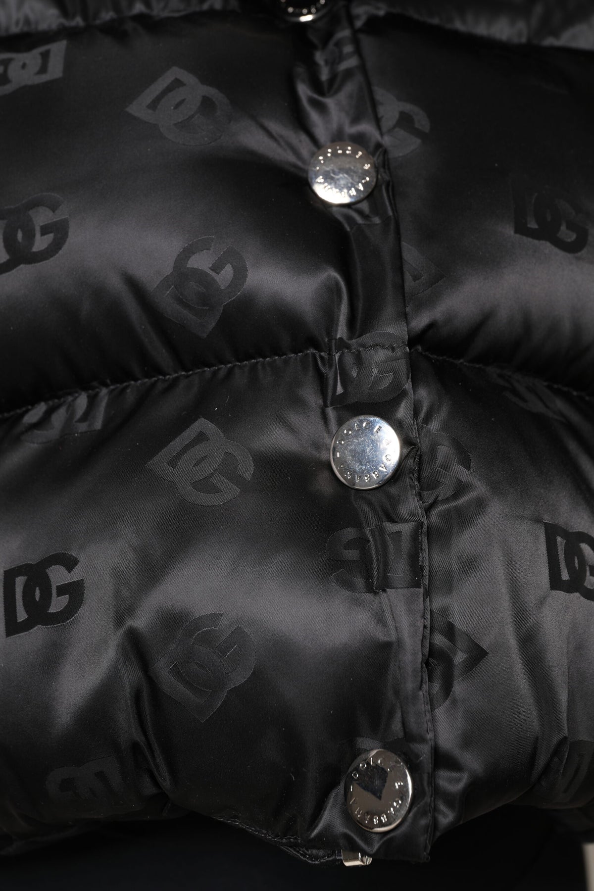 Dolce & Gabbana Black Padded Puffer Hooded Full Zip Cropped Jacket