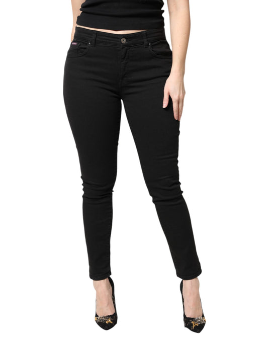 Dolce & Gabbana Jeans Femme Skinny Noir Mi-Taille en Coton